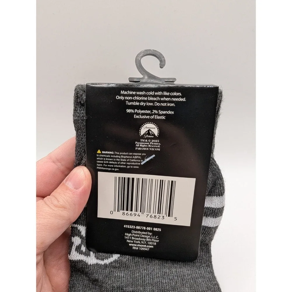Grease T Birds Logo Socks One Size Men's US Size 6.5-12 Gray Crew NWT